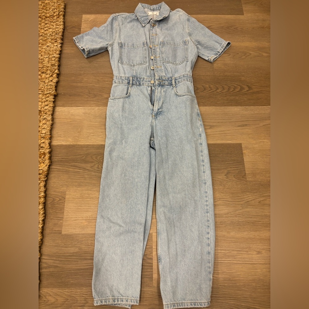 Mango Light Blue Denim Jumpsuit